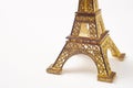 Eiffel tower souvenir detail isolated on white. France Paris tourism