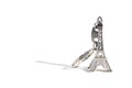 Eiffel tower souvenir keychain isolated on white.