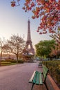 Eiffel Tower with spring trees in Paris, France Royalty Free Stock Photo