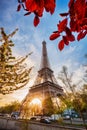 Eiffel Tower with spring trees in Paris, France Royalty Free Stock Photo