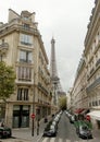 Eiffel tower through the streets, Paris France