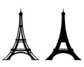 Eiffel tower stylized outline and silhouette vector design