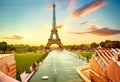 Eiffel Tower at sunrise, Paris, France