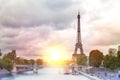 Eiffel tower sunset. Royalty Free Stock Photo