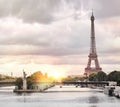 Eiffel tower sunset. Royalty Free Stock Photo