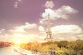 Eiffel tower sunset with clouds. Royalty Free Stock Photo