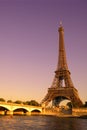 Eiffel Tower at sunset in Paris Royalty Free Stock Photo