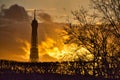 eiffel tower sunset in paris Royalty Free Stock Photo