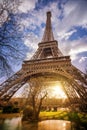 The Eiffel tower at sunset, Paris Royalty Free Stock Photo