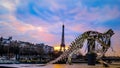 Eiffel Tower Sunset, Paris France Royalty Free Stock Photo