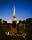 Eiffel tower at sunsetin Paris France, Paris Eifel tower on a summer day Royalty Free Stock Photo