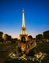 Eiffel tower at sunsetin Paris France, Paris Eifel tower on a summer day Royalty Free Stock Photo