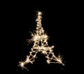 Eiffel Tower symbolic drawing using sparklers Royalty Free Stock Photo