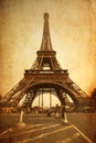 Eiffel Tower textured with old paper