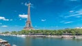 The Eiffel tower timelapse from waterfront at the river Seine in Paris Royalty Free Stock Photo