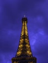 Eiffel Tower Tour ; La Tour Eiffel Paris - night vision Royalty Free Stock Photo