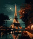 Eiffel tower Tourist Attraction Paris France Landmark Object Building Iron Famous Europe Architecture Construction Dark