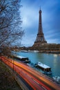 Eiffel Tower At Twilight And Seine River, Paris