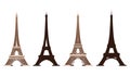 Eiffel Tower vector icons. World famous France tourist attraction symbols. International architectural monument isolated