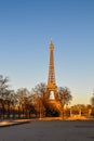 Eiffel Tower view from Champ de Mars. Paris, France, Winter Royalty Free Stock Photo