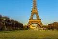 Eiffel Tower view from Champ de Mars. Paris, France, Winter Royalty Free Stock Photo