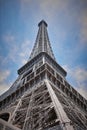 Eiffel tower blue sky from afar. Royalty Free Stock Photo