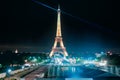 Eiffel tower view from Montparnasse at night, Paris, France Royalty Free Stock Photo