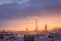 Eiffel tower view from Montparnasse at sunset from above, Paris, France Royalty Free Stock Photo