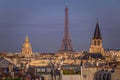 Eiffel tower view from Montparnasse at sunset from above, Paris, France Royalty Free Stock Photo