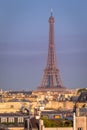 Eiffel tower view from Montparnasse at sunset from above, Paris, France Royalty Free Stock Photo