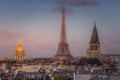 Eiffel tower view from Montparnasse at sunset from above, Paris, France Royalty Free Stock Photo