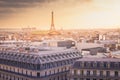 Eiffel tower view from Opera Garnier at sunset from above, Paris, France Royalty Free Stock Photo