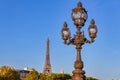 Eiffel tower view from the Pont Alexandre III bridge over the Seine river, Paris. France Royalty Free Stock Photo