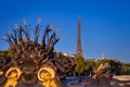 Eiffel tower view from the Pont Alexandre III bridge over the Seine river, Paris. France Royalty Free Stock Photo