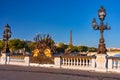 Eiffel tower view from the Pont Alexandre III bridge over the Seine river, Paris. France Royalty Free Stock Photo