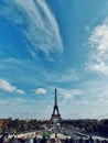 The Eiffel tower, View taken from the trocadero place, world landmark, Paris, France