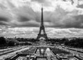 Eiffel Tower View from Trocadero, Paris, France - Monochrome Beauty Royalty Free Stock Photo