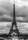 Eiffel Tower View from Trocadero, Paris, France - Monochrome Beauty Royalty Free Stock Photo