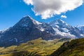 Eiger north face, Eiger glacier and Monch Royalty Free Stock Photo