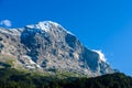 Eiger north wall - view to Eiger from Grindelwald in  in the Bernese Alps in Switzerland - travel destination in Europe Royalty Free Stock Photo