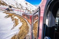 Eigergletscher alpine railway to Jungrafujoch peak view from train Royalty Free Stock Photo