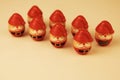 Eight cute Christmas Santas arranged in two lines Royalty Free Stock Photo