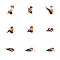 Eight angle pose sequence yoga asanas set Royalty Free Stock Photo