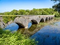 Eight-Arch bridge in bosherton lily ponds, Wales Royalty Free Stock Photo