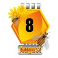 Eight August calendar sheet