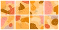 Eight autumn abstract backgrounds. Autumn leaves on the background of abstract figures in pastel colors. Royalty Free Stock Photo