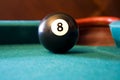 Eight Ball on Billiards Table Royalty Free Stock Photo
