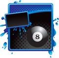 Eight ball on blue and black halftone banner Royalty Free Stock Photo