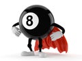 Eight ball character with hero cape Royalty Free Stock Photo