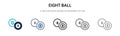 Eight ball icon in filled, thin line, outline and stroke style. Vector illustration of two colored and black eight ball vector Royalty Free Stock Photo